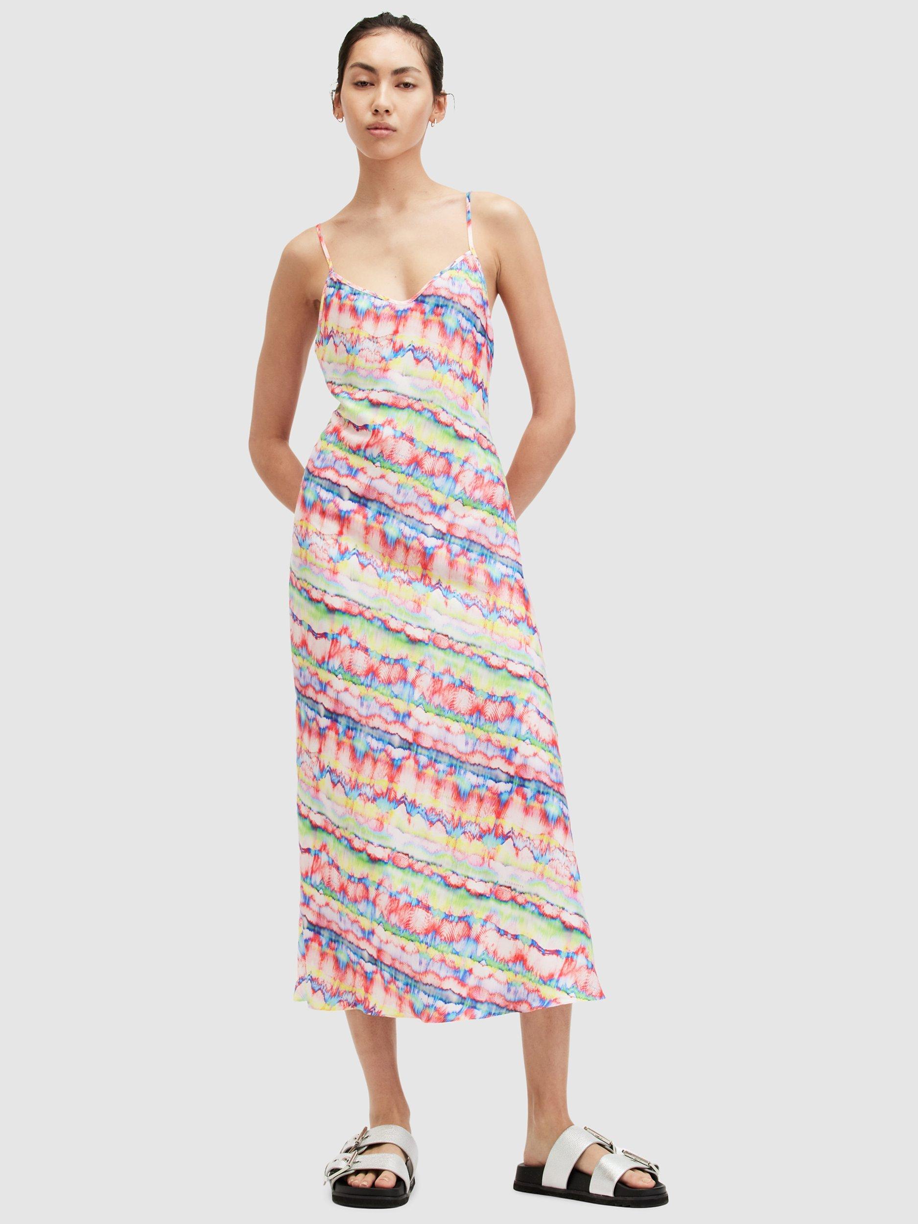 AllSaints Bryony Melissa Abstract Print Midi Slip Dress, Multi