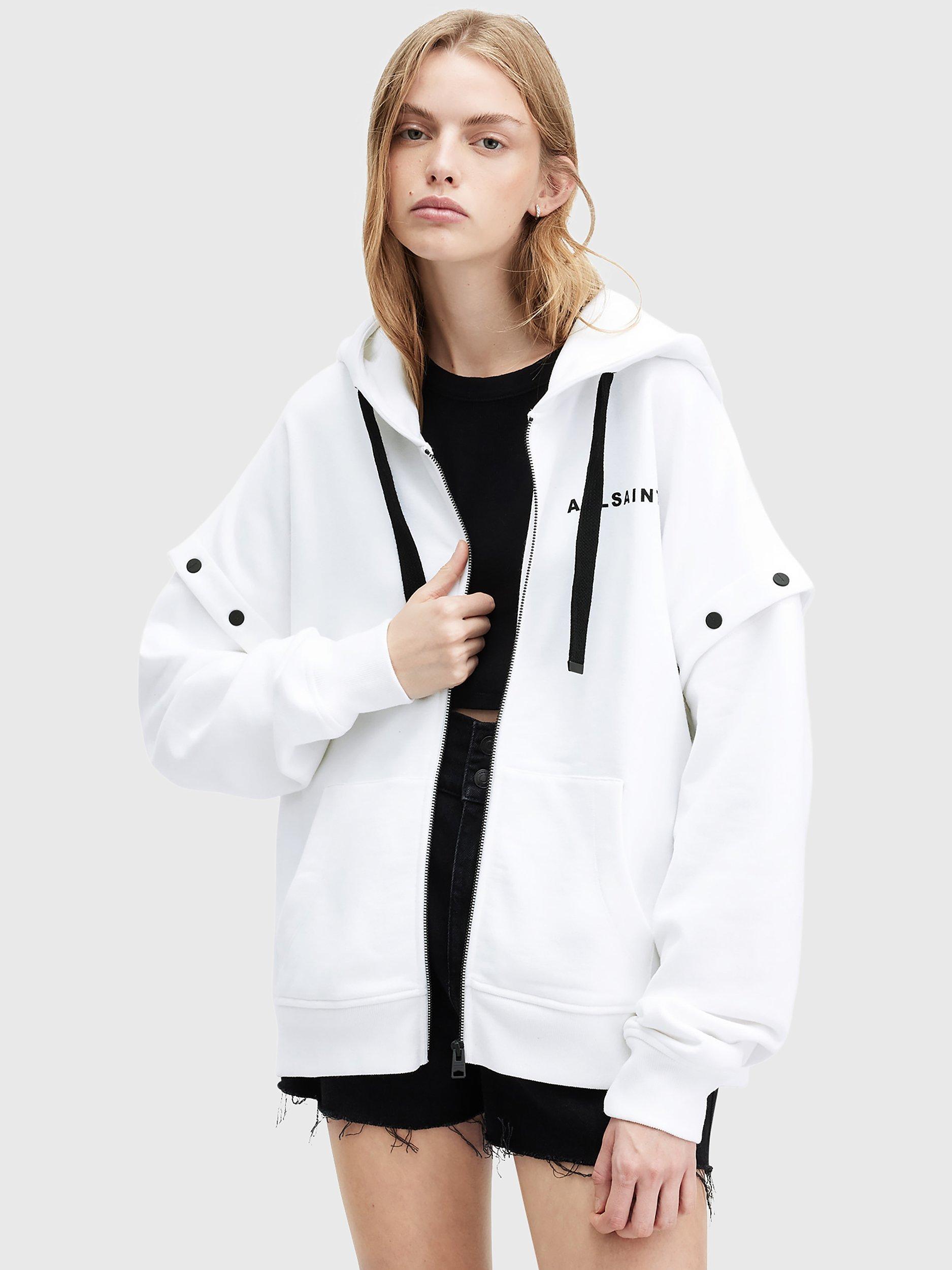 AllSaints Access Amphia Detachable Sleeve Hoodie, White