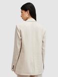 AllSaints Whitney Linen Blend Longline Blazer, Beige