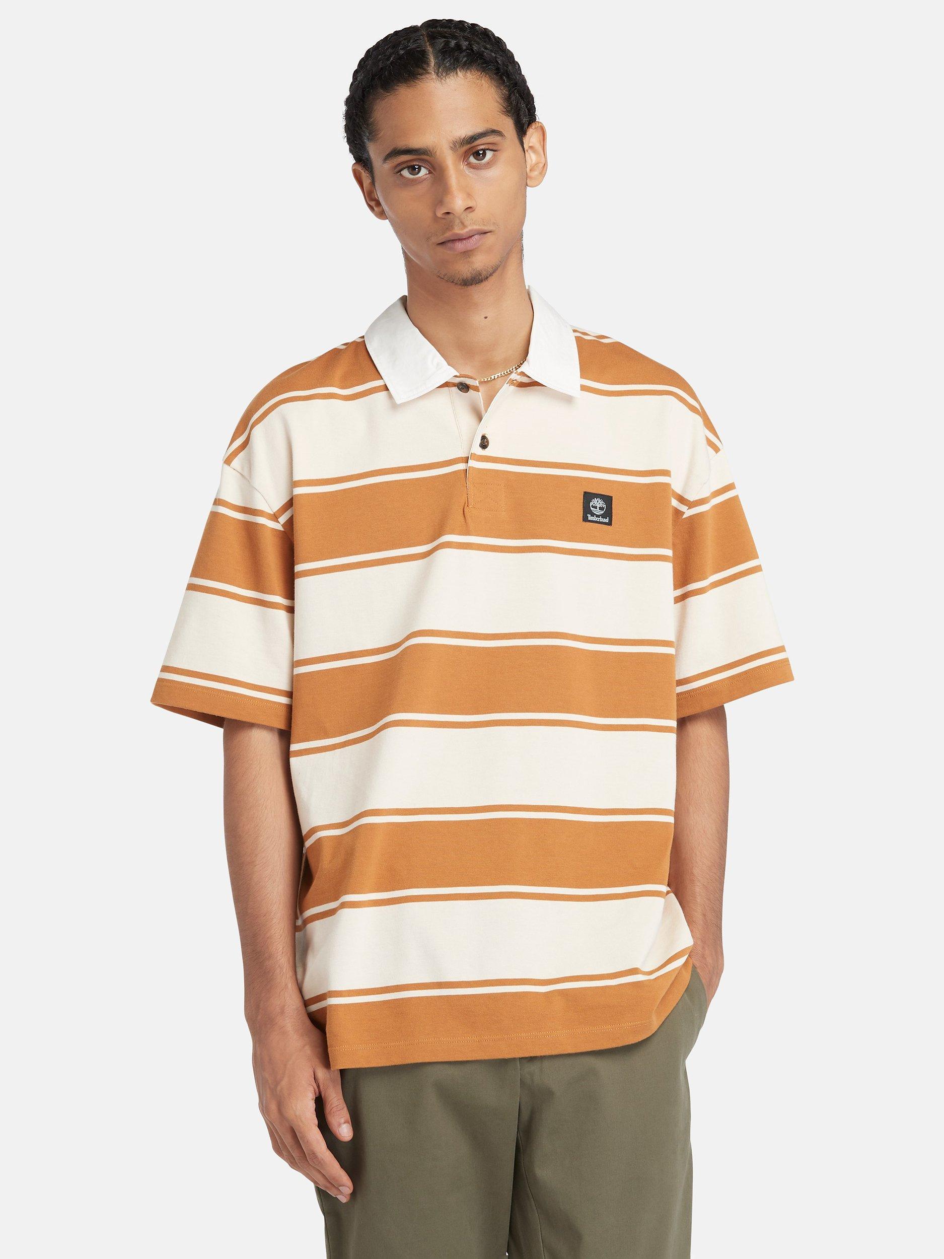 Timberland Stripe Short Sleeve Rugby Shirt, Wheat/Multi