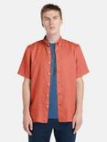 Timberland Linen Slim Fit Short Sleeve Shirt, Burnt Sienna