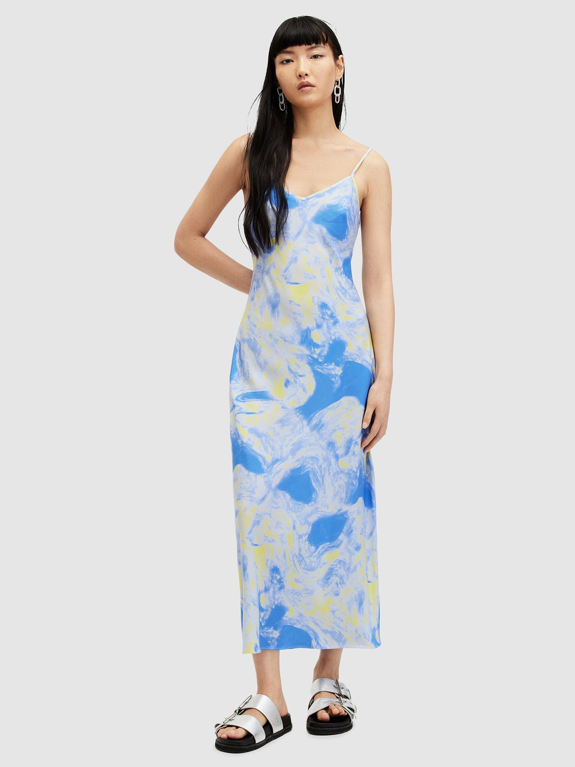 AllSaints Bryony Spiral Maxi Dress, Violet Blue