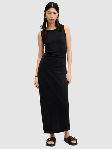 AllSaints Katarina Organic Cotton Sleeveless Maxi Dress, Black