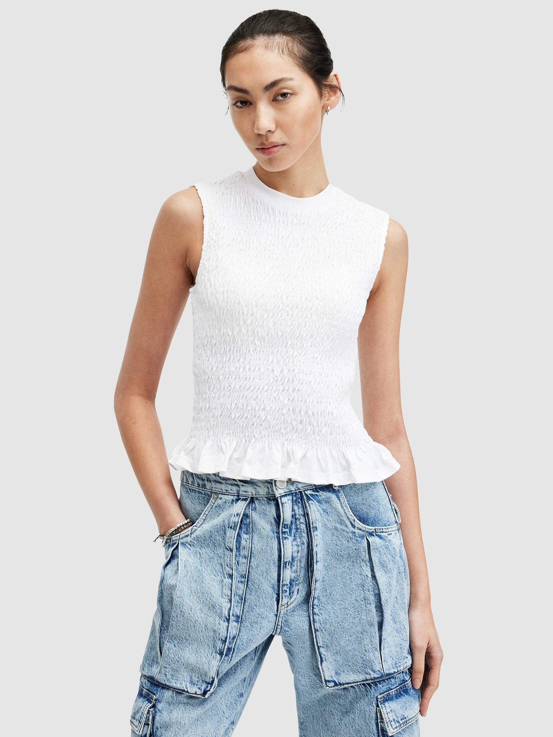 AllSaints Ode Organic Cotton Tank Top, Chalk White