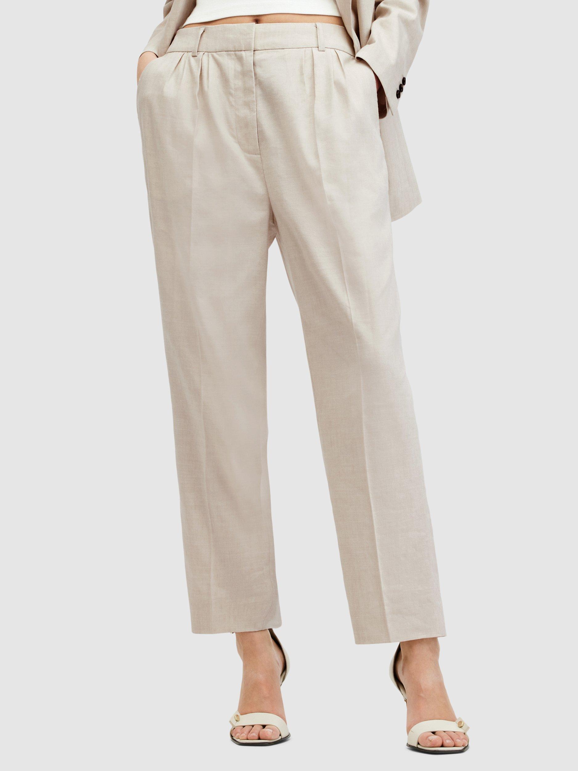 AllSaints Whitney Linen Blend Trousers, Beige