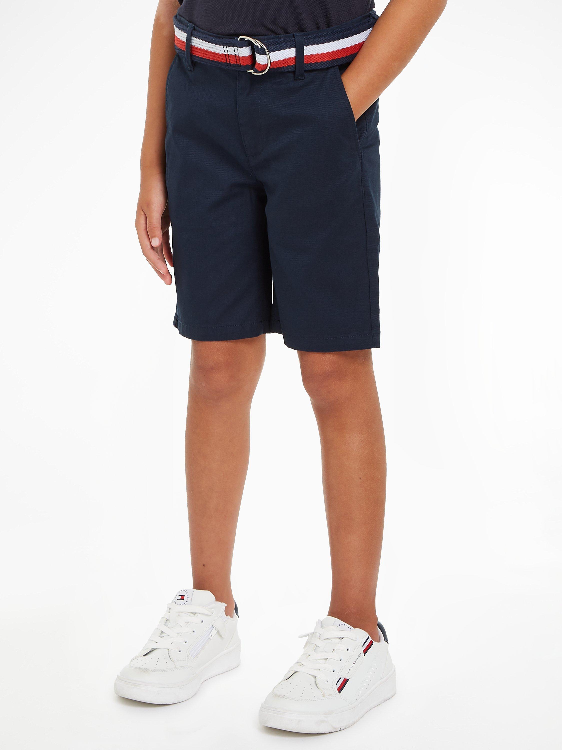 Tommy Hilfiger Kids' Woven Belt Chino Shorts, Desert Sky