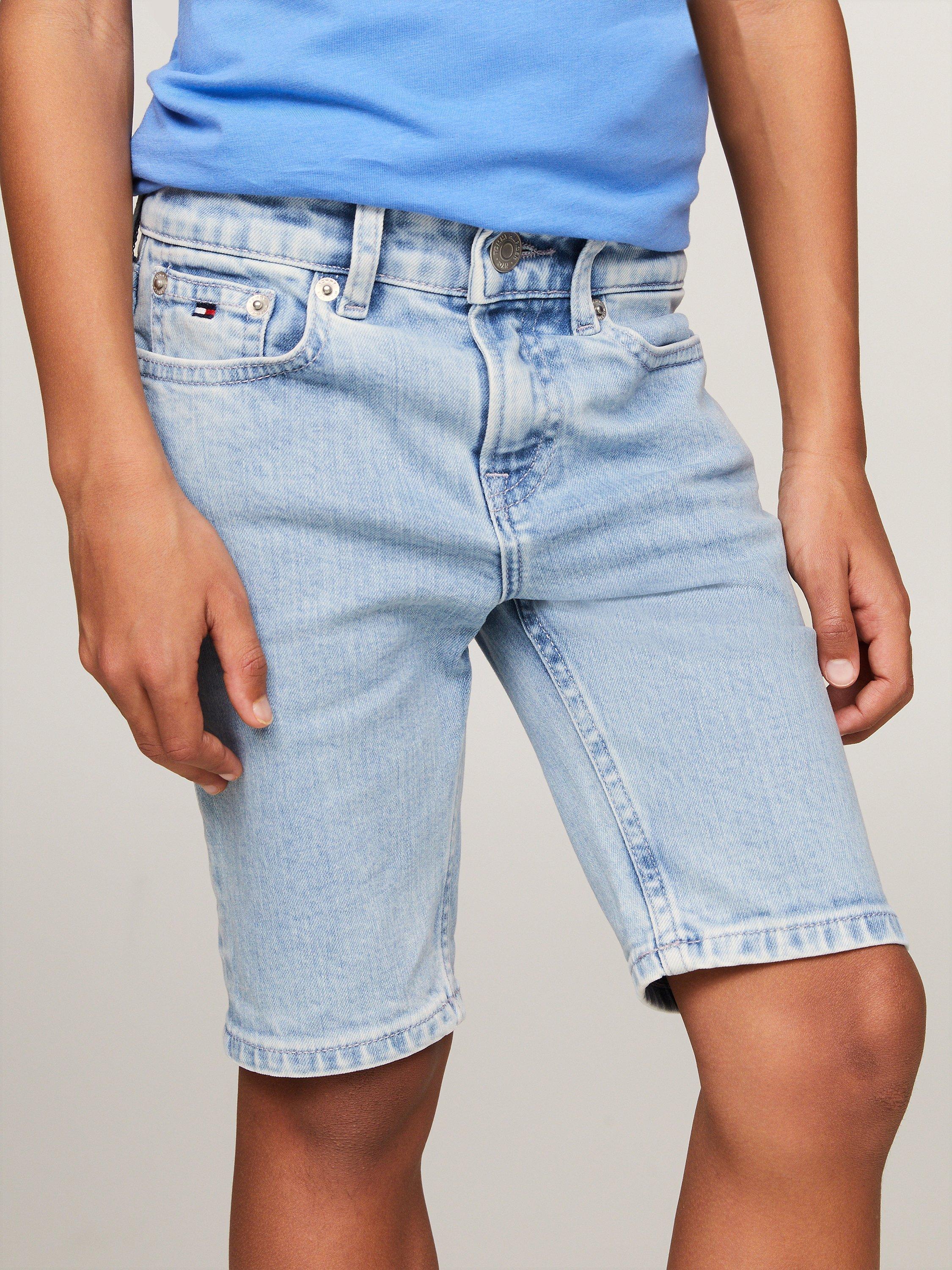 Tommy Hilfiger Kids' Scanton Denim Shorts, Salt & Pepper Light