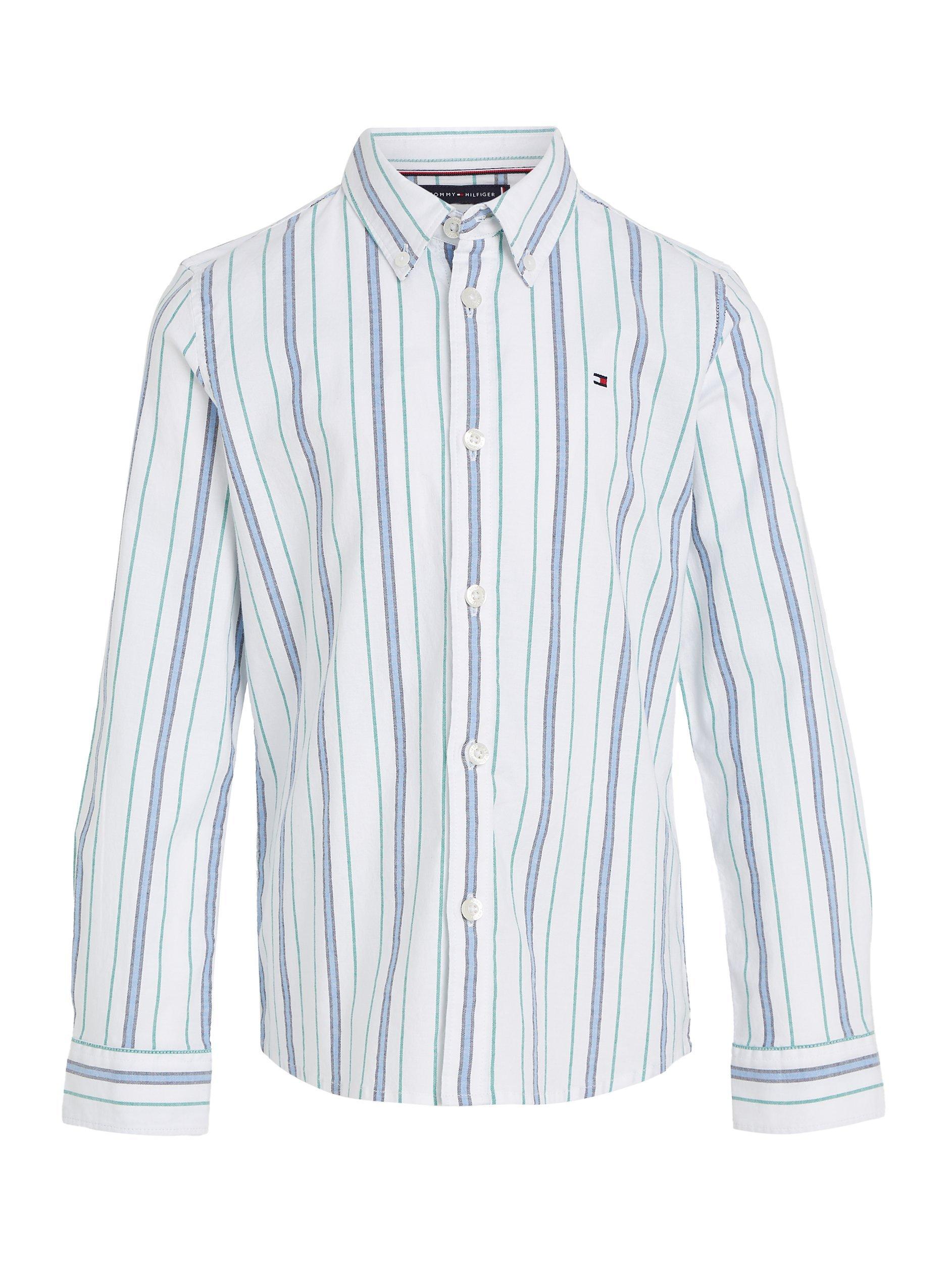 Tommy Hilfiger Kids' Oxford Striped Shirt, Calico/Stripe, 3 years