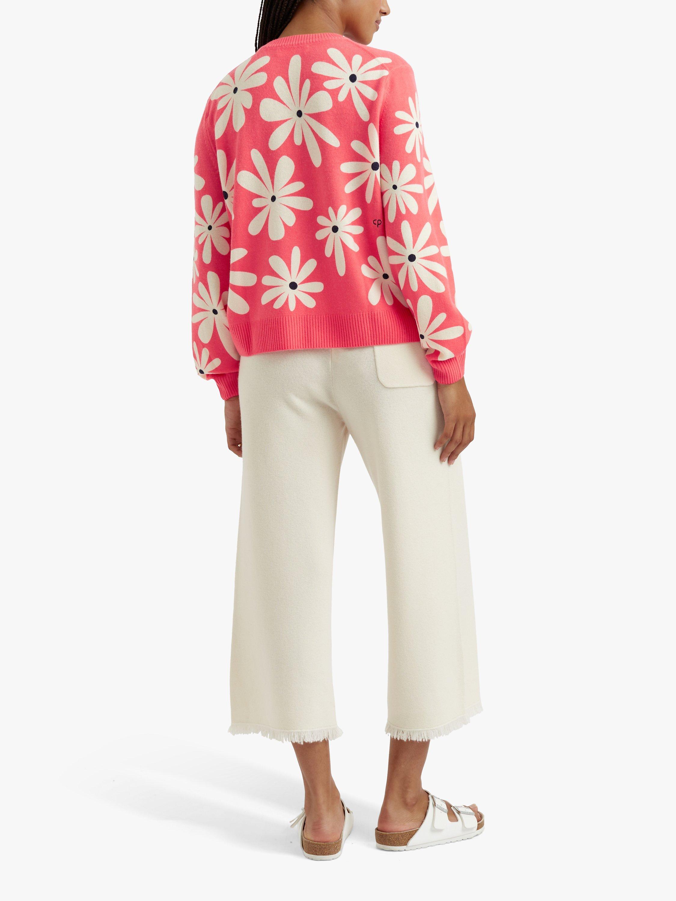 Product image 2 of 3, which shows Chinti & Parker Cashmere Blend Daisy Jumper, Coral/Multi, XS