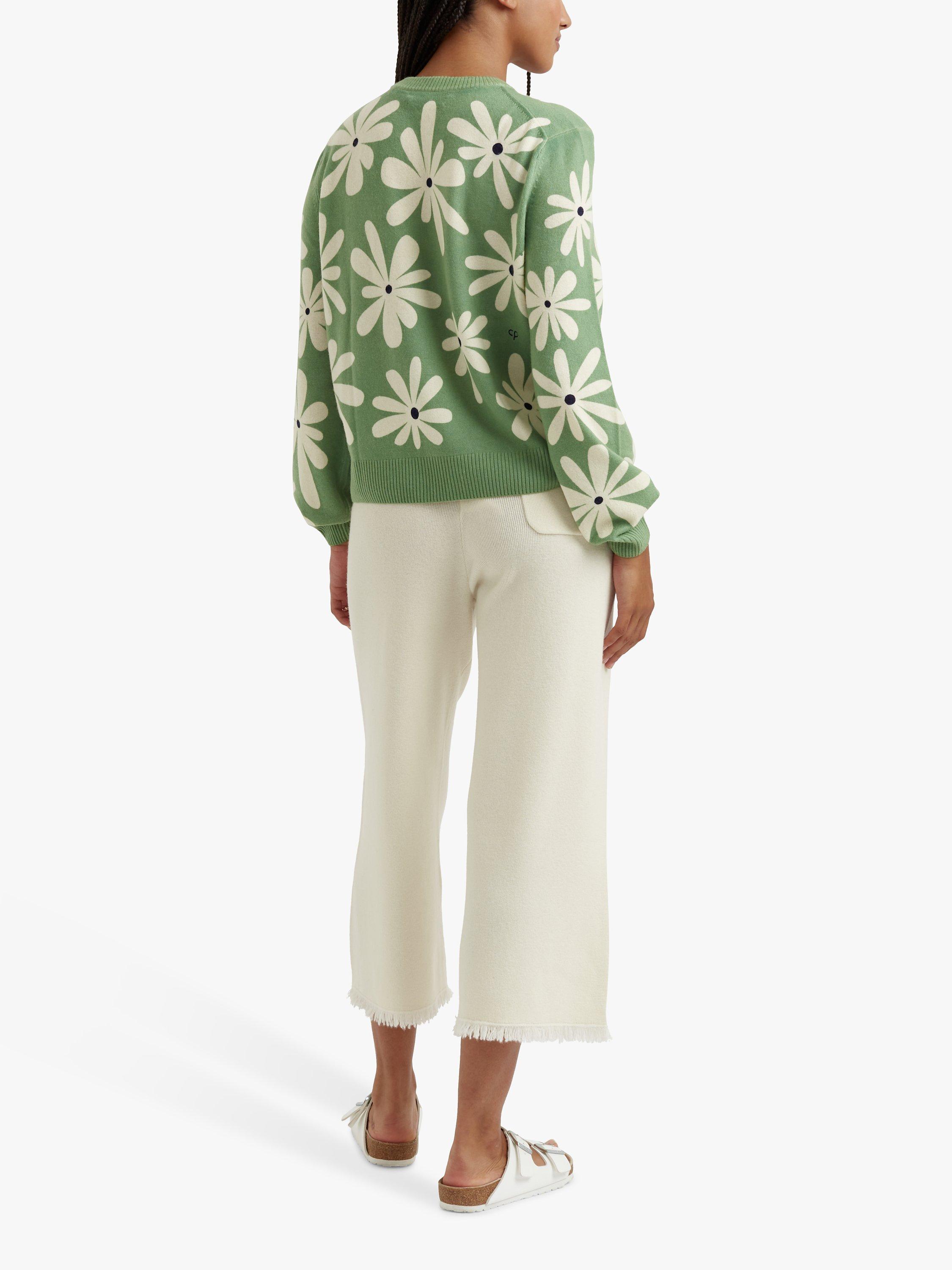 Product image 1 of 3, which shows Chinti & Parker Cashmere Blend Daisy Jumper, Pistachio/Multi, XS