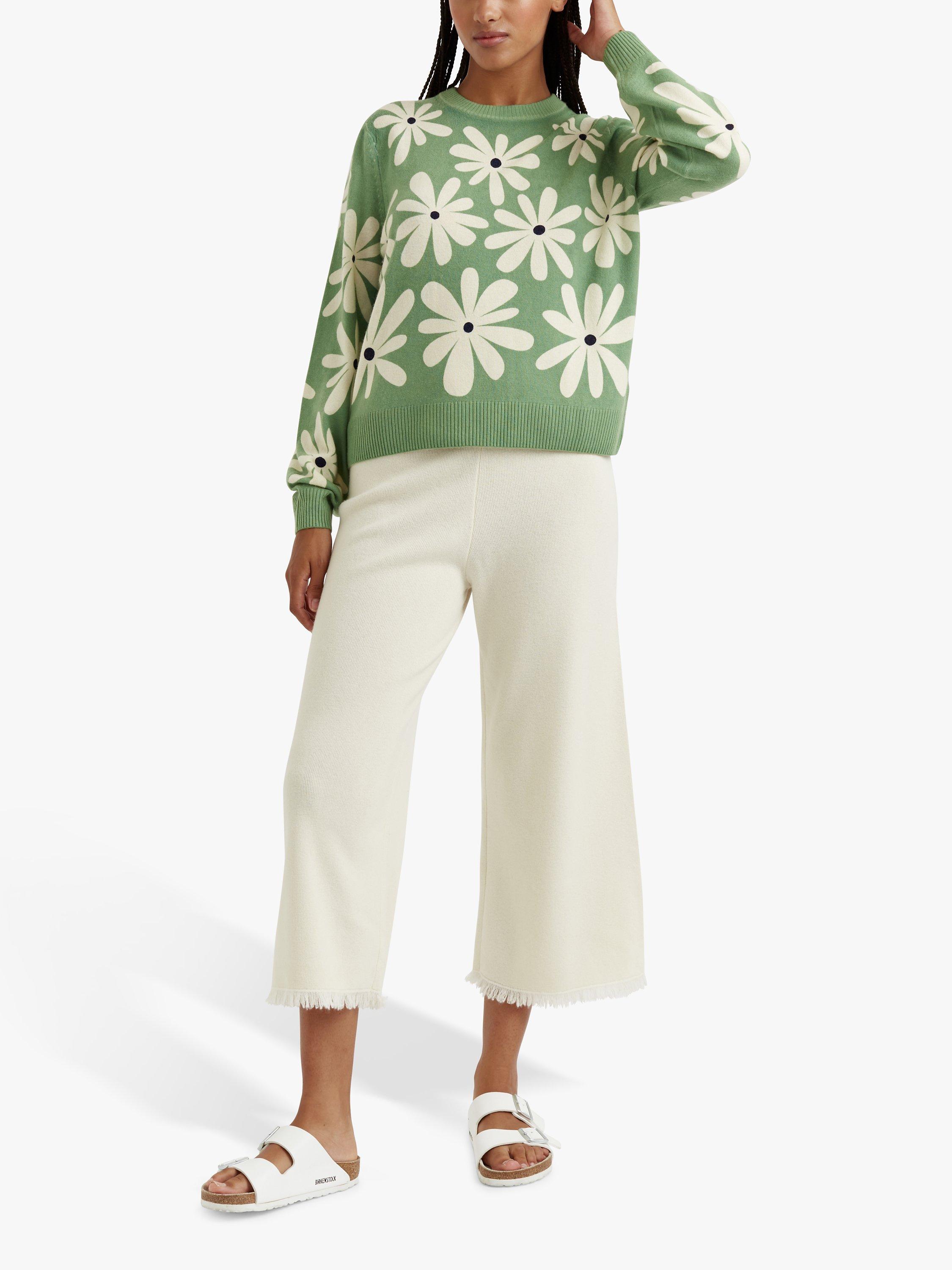 Product image 2 of 3, which shows Chinti & Parker Cashmere Blend Daisy Jumper, Pistachio/Multi, XS