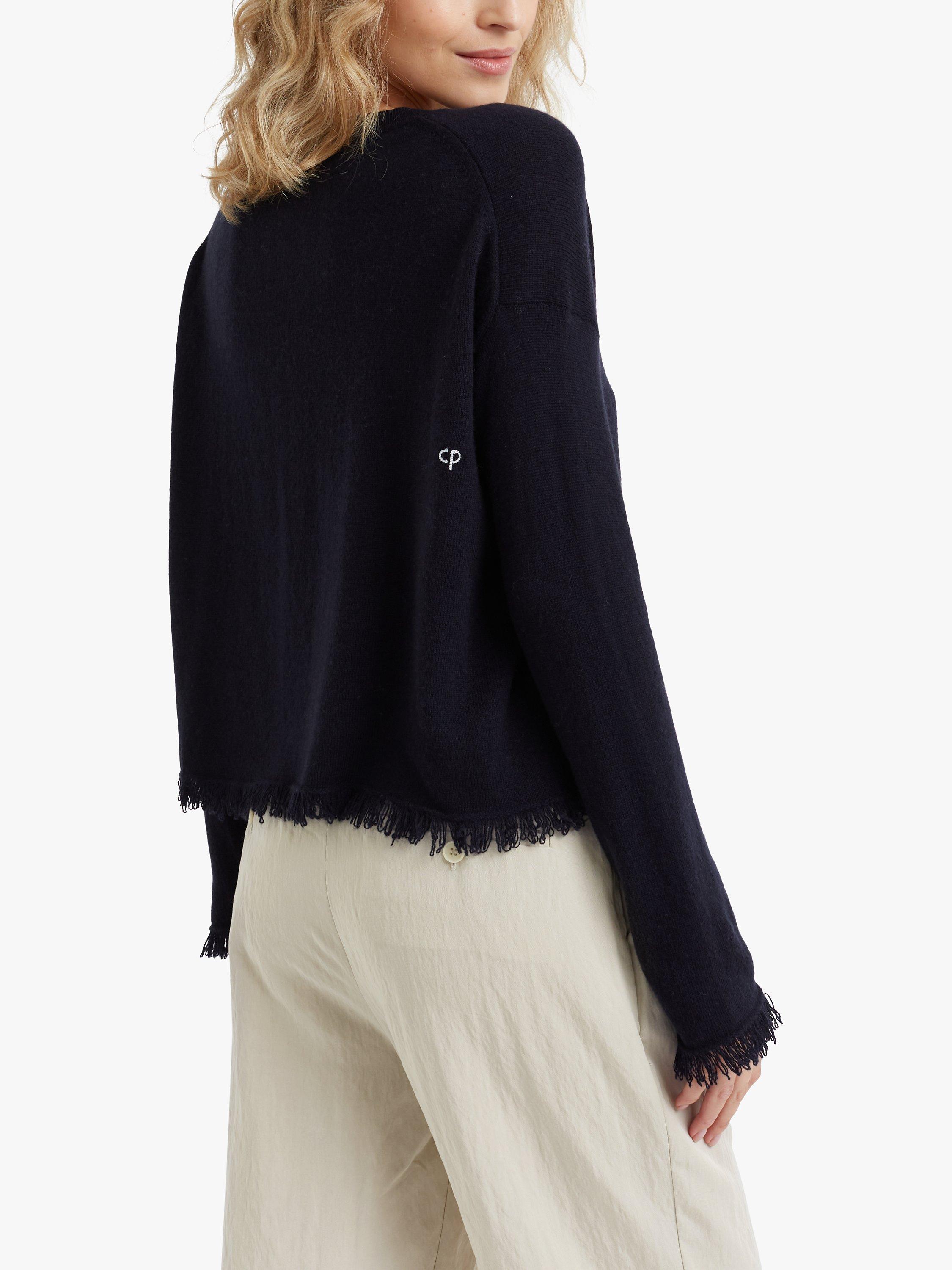 Product image 2 of 3, which shows Chinti & Parker Cashmere Blend Fringe Detail Jumper, Navy, XS