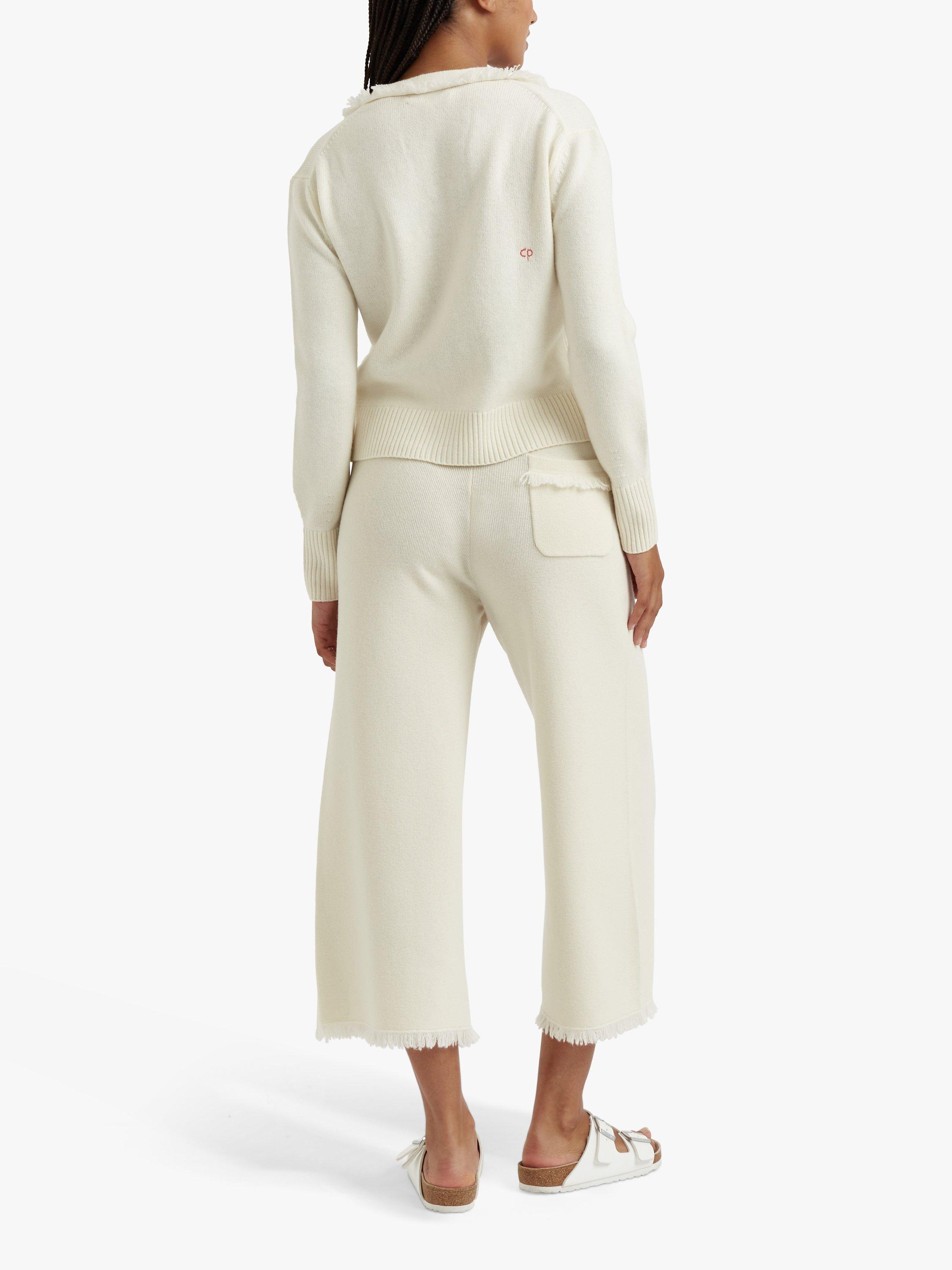 Product image 2 of 3, which shows Chinti & Parker Cashmere Blend Fringe Cardigan, Cream, XS