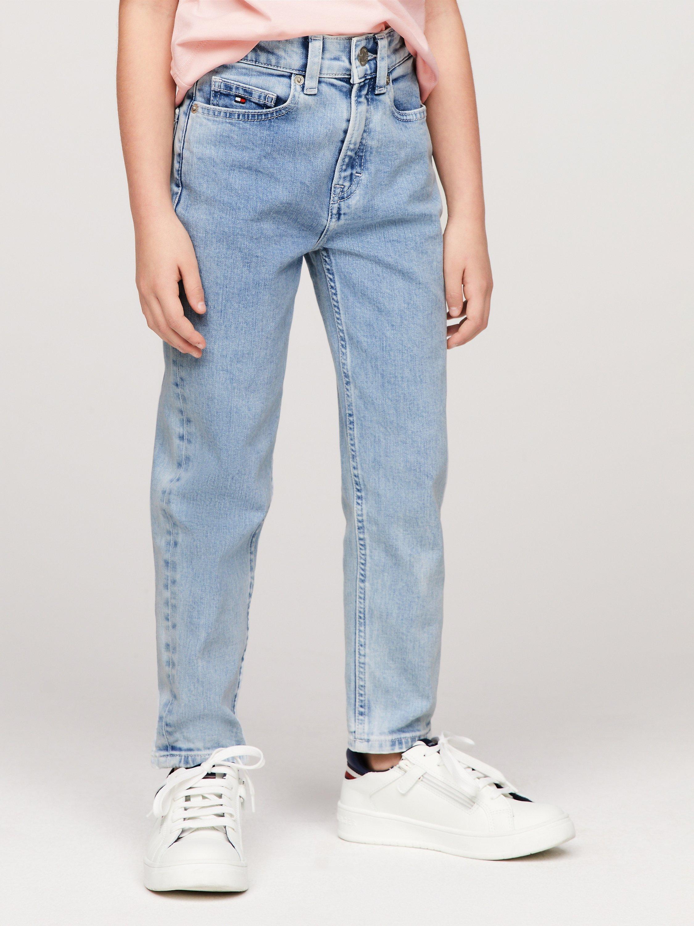 Tommy Hilfiger Kids' High Rise Tapered Jeans, Softlight