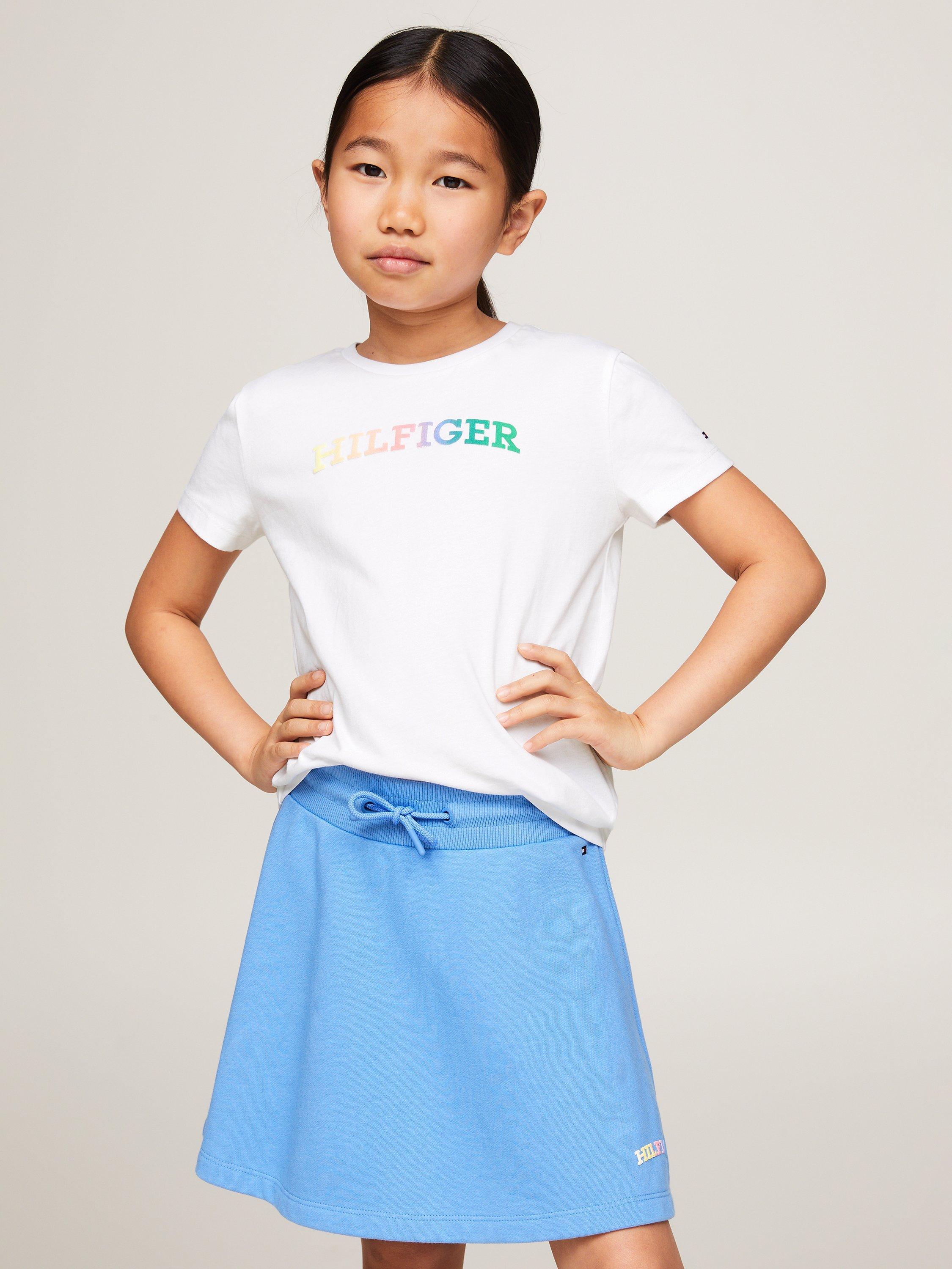 Tommy Hilfiger Kids' Rainbow Logo T-Shirt, White/Multi