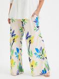 Scarlett & Jo Lounge Wide Leg Trousers, Cream/Blue/Yellow