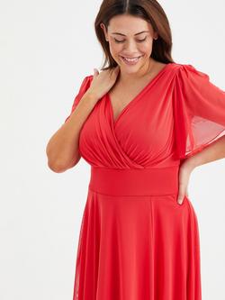 Scarlett & Jo Victoria Angel Sleeve Midi Dress - view 2, Scarlet Red