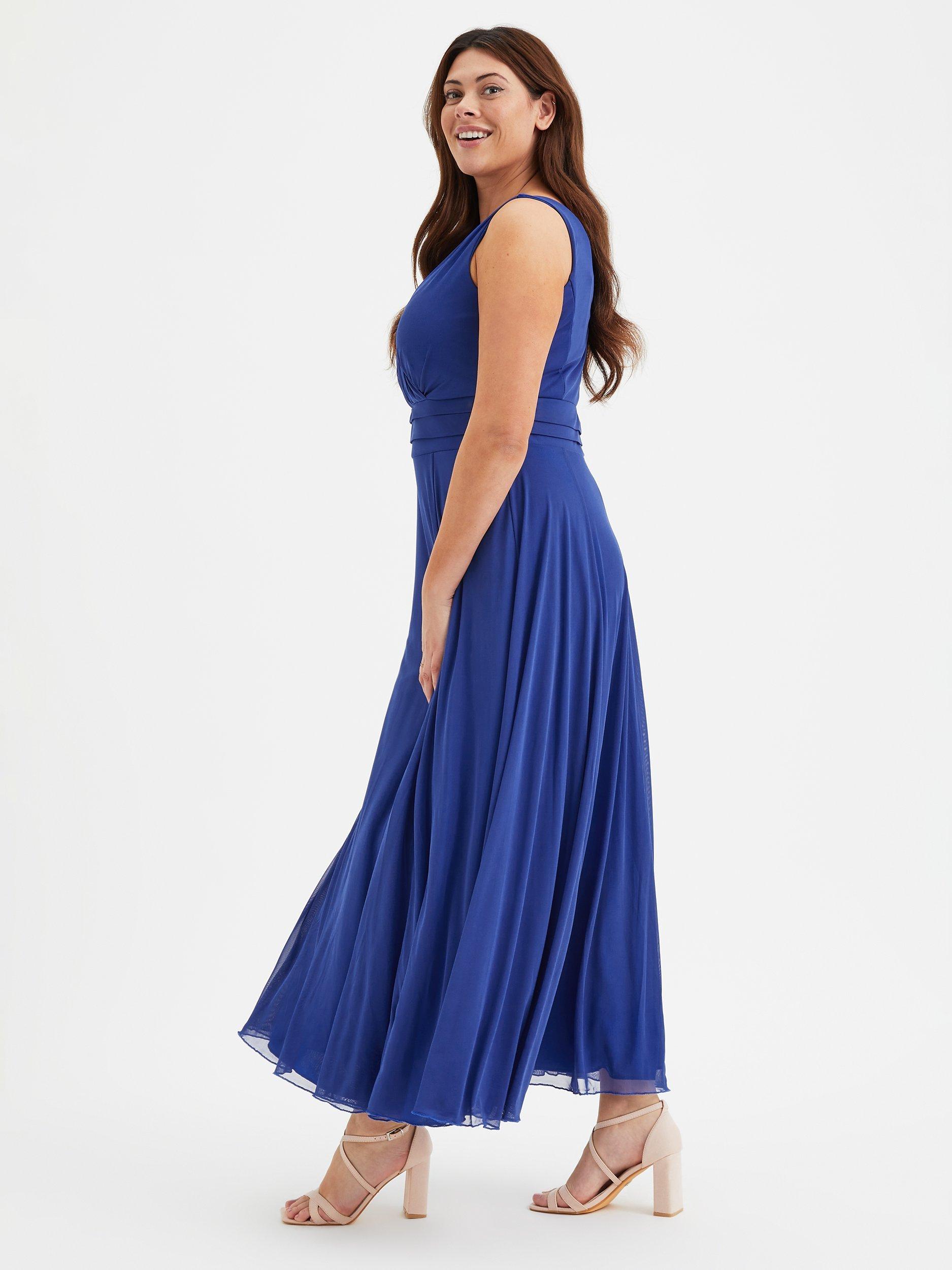 Product image 3 of 5, which shows Scarlett & Jo Nancy Marilyn Sleeveless Mesh Maxi Dress, Solid Royal Blue, 12