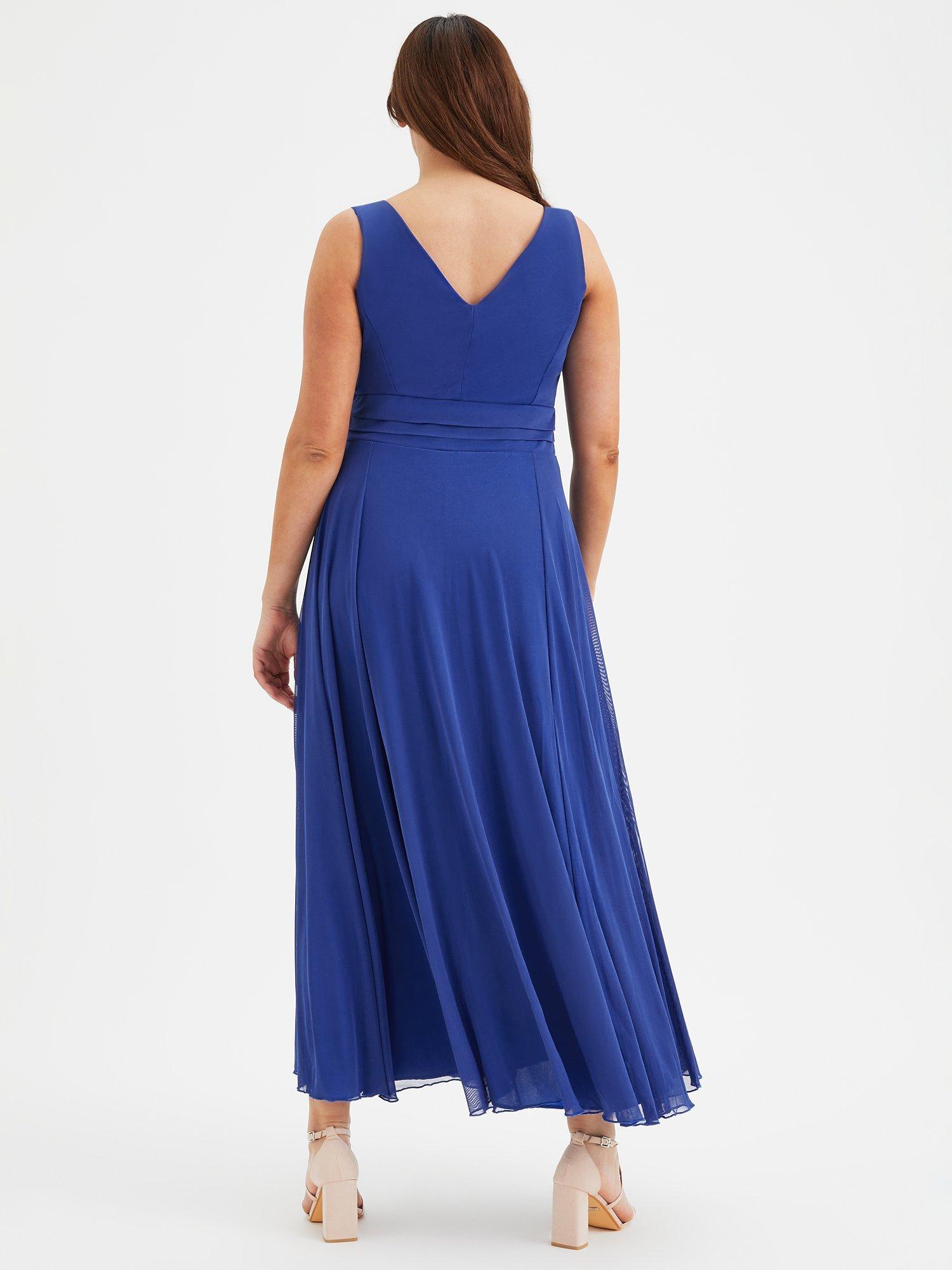 Product image 4 of 5, which shows Scarlett & Jo Nancy Marilyn Sleeveless Mesh Maxi Dress, Solid Royal Blue, 12