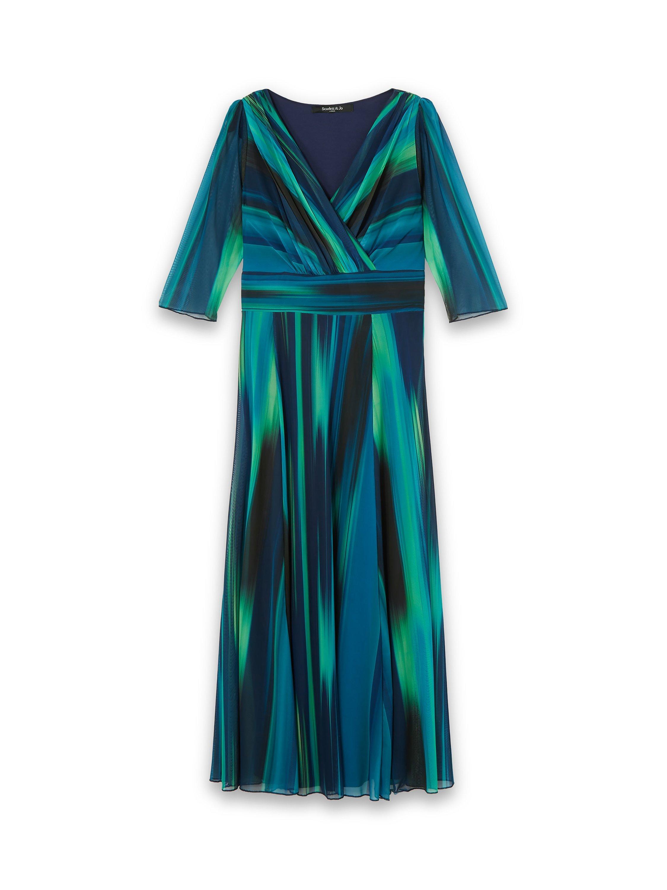 Product image 1 of 4, which shows Scarlett & Jo Verity Wrap Maxi Dress, Green Ikat, 16