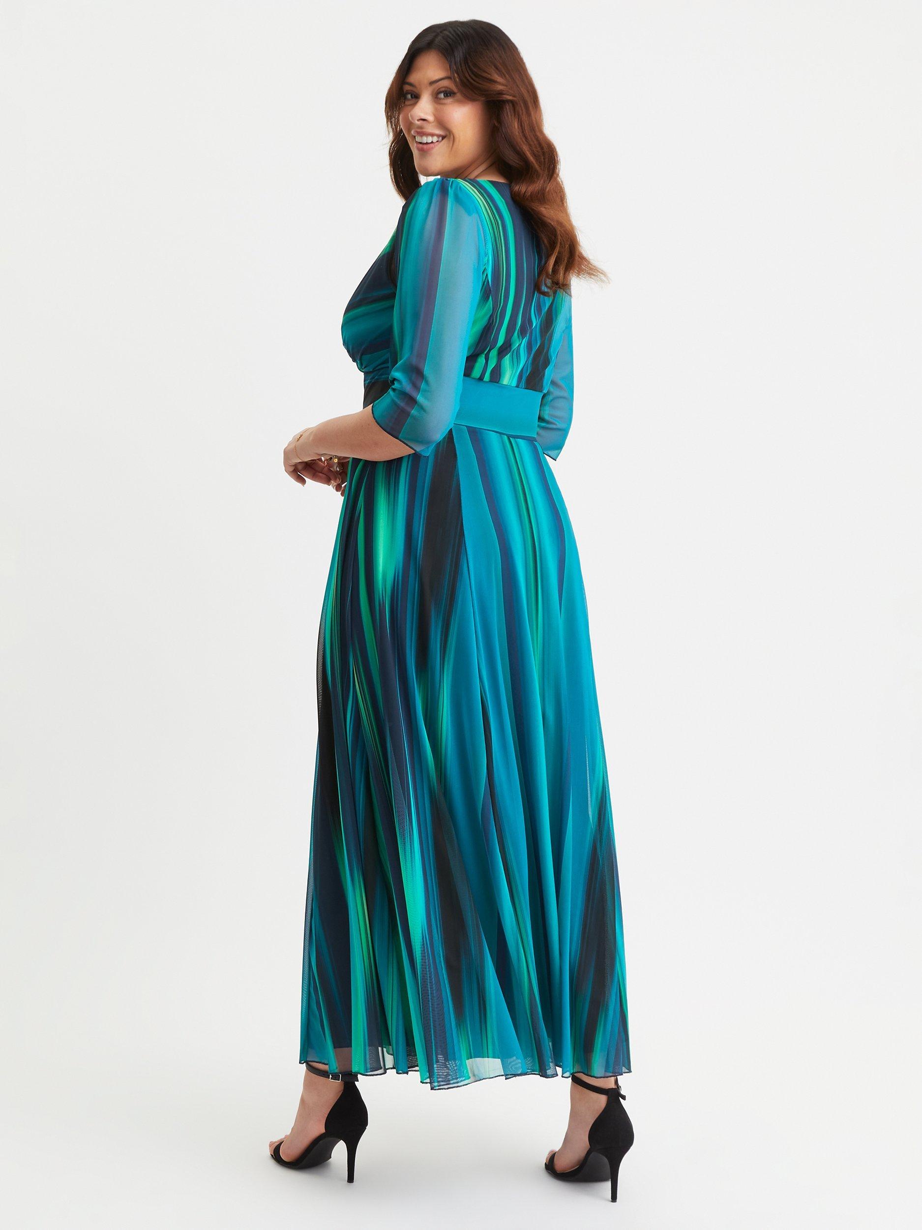 Product image 4 of 4, which shows Scarlett & Jo Verity Wrap Maxi Dress, Green Ikat, 16