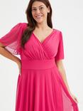 Scarlett & Jo Victoria Angel Sleeve Midi Dress, Cerise
