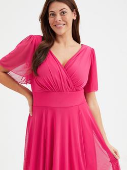 Scarlett & Jo Victoria Angel Sleeve Midi Dress - view 2, Cerise