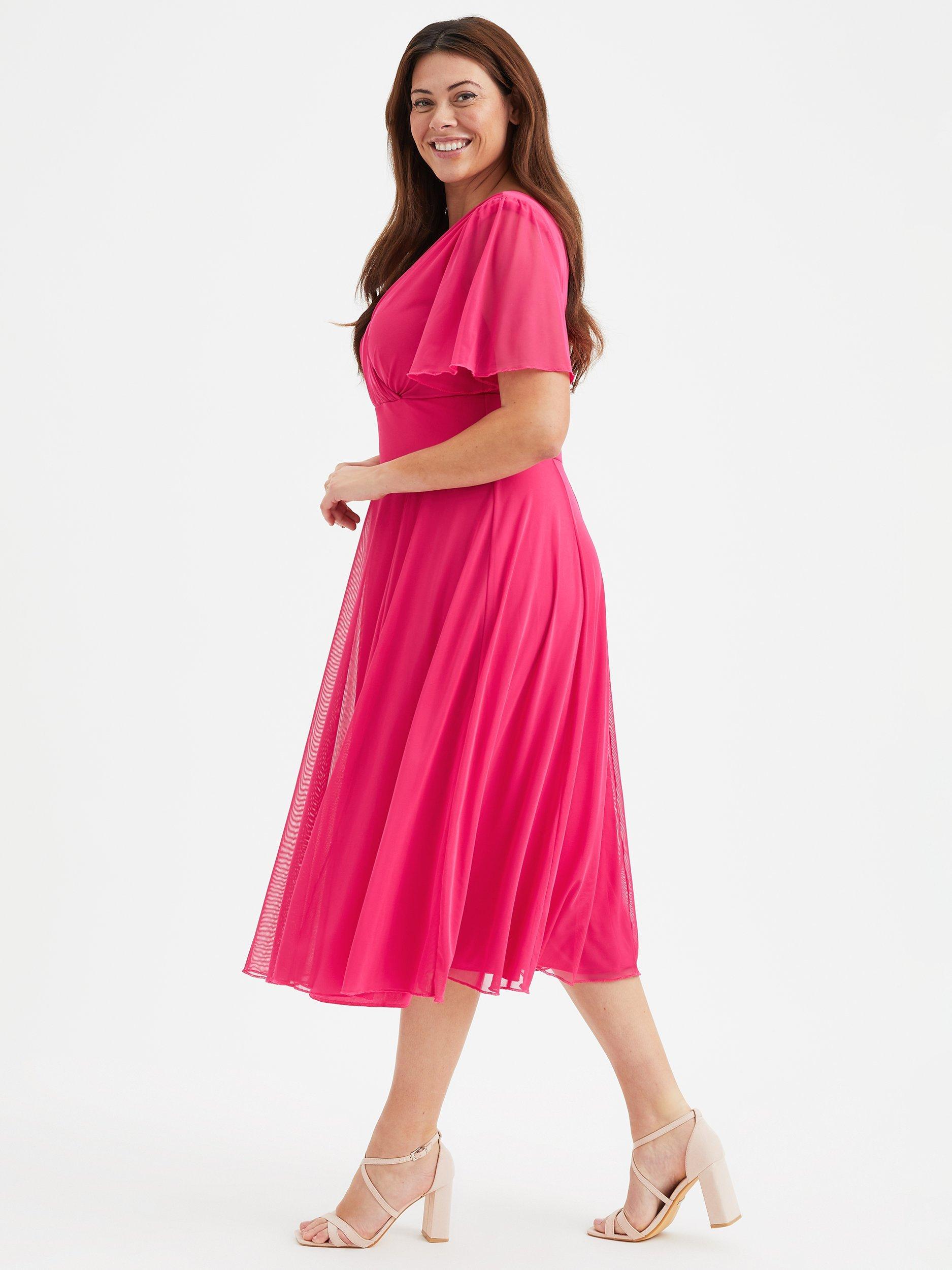 Product image 3 of 4, which shows Scarlett & Jo Victoria Angel Sleeve Midi Dress, Cerise, 12