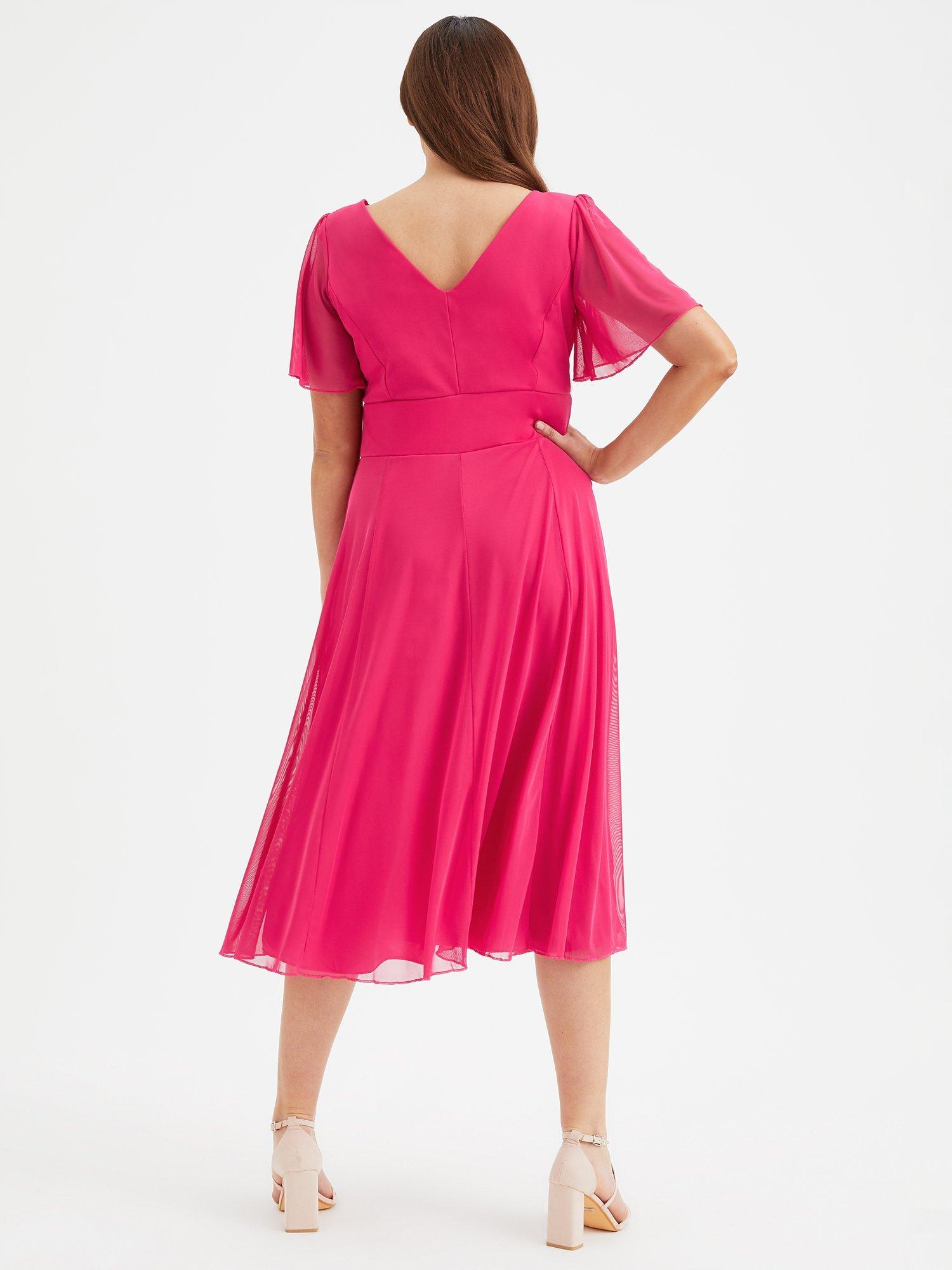 Product image 4 of 4, which shows Scarlett & Jo Victoria Angel Sleeve Midi Dress, Cerise, 12