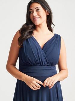 Scarlett & Jo Nancy Marilyn Sleeveless Mesh Maxi Dress - view 2, Solid Navy