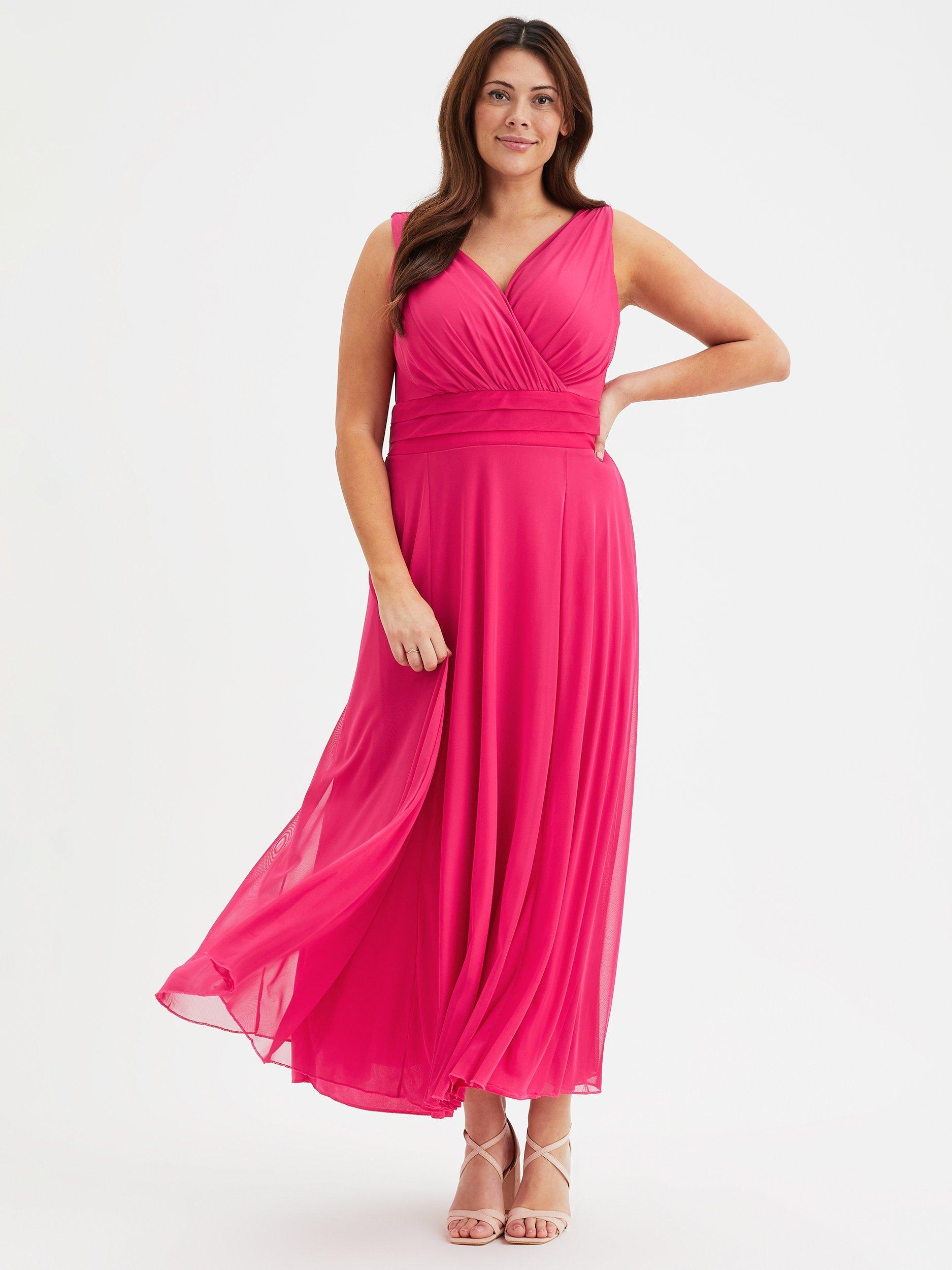 Product image 1 of 5, which shows Scarlett & Jo Nancy Marilyn Sleeveless Mesh Maxi Dress, Solid Cerise, 12
