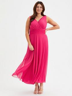 Scarlett & Jo Nancy Marilyn Sleeveless Mesh Maxi Dress, Solid Cerise