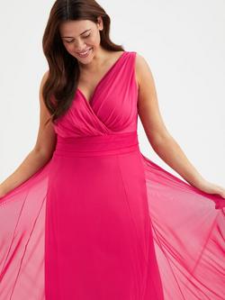 Scarlett & Jo Nancy Marilyn Sleeveless Mesh Maxi Dress - view 2, Solid Cerise