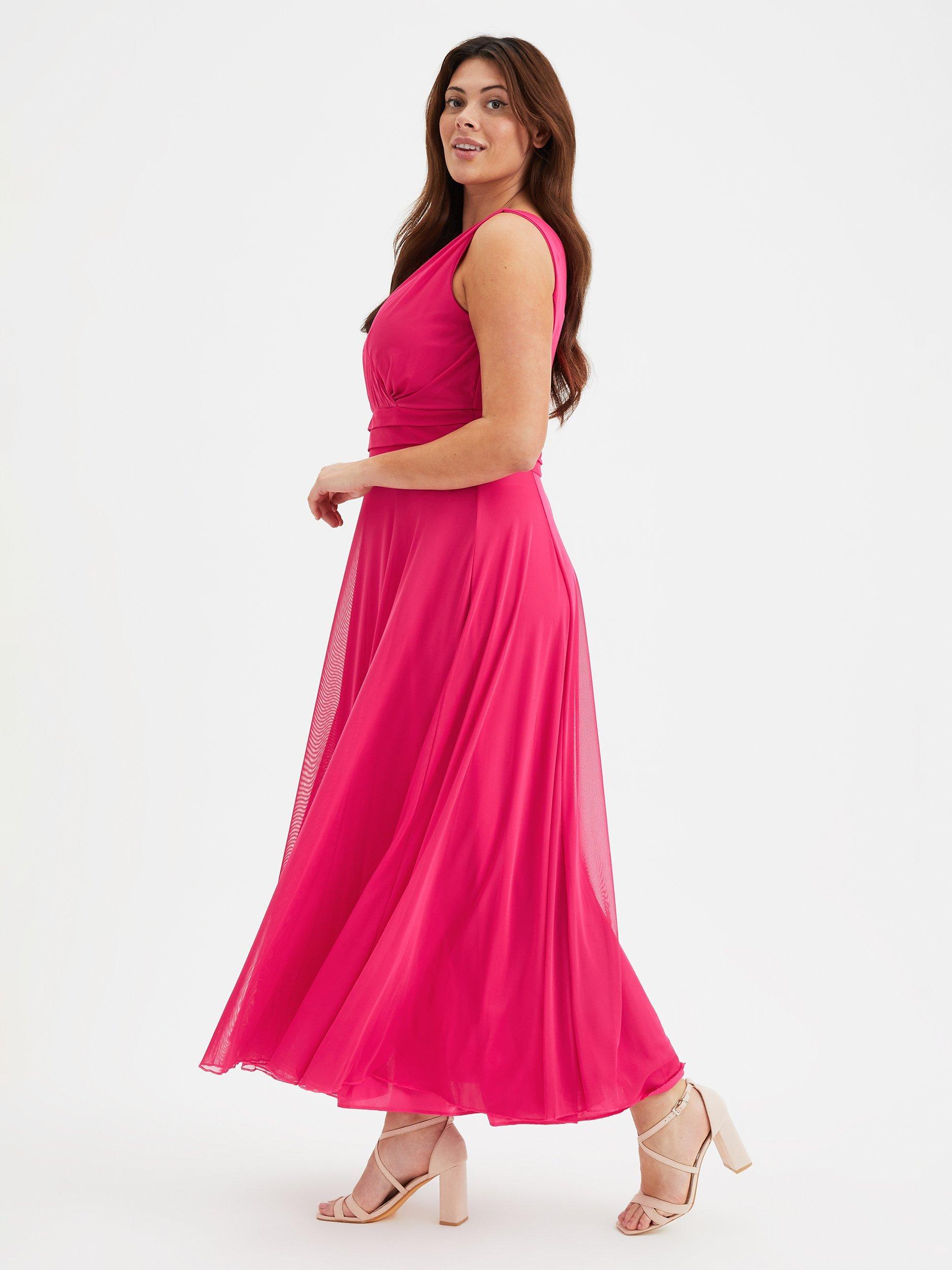 Product image 3 of 5, which shows Scarlett & Jo Nancy Marilyn Sleeveless Mesh Maxi Dress, Solid Cerise, 12