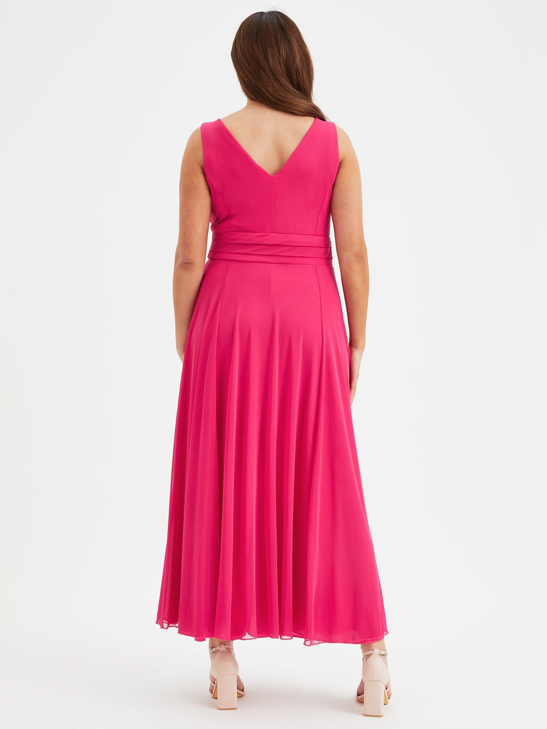 Product image 4 of 5, which shows Scarlett & Jo Nancy Marilyn Sleeveless Mesh Maxi Dress, Solid Cerise, 12