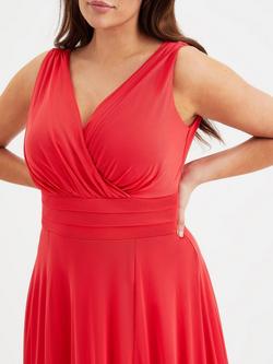 Scarlett & Jo Nancy Marilyn Sleeveless Mesh Maxi Dress - view 2, Solid Scarlet Red