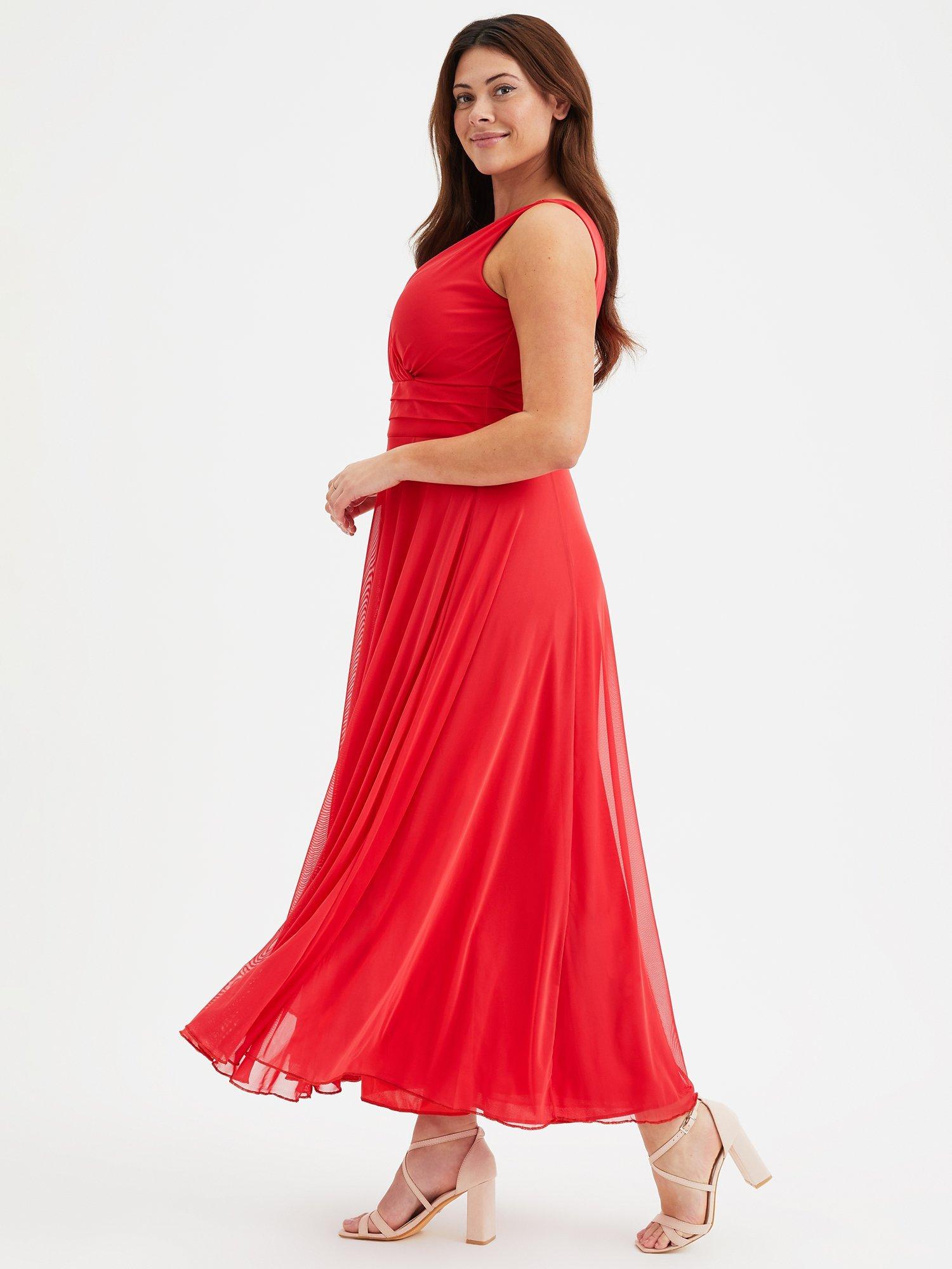 Product image 3 of 4, which shows Scarlett & Jo Nancy Marilyn Sleeveless Mesh Maxi Dress, Solid Scarlet Red, 12