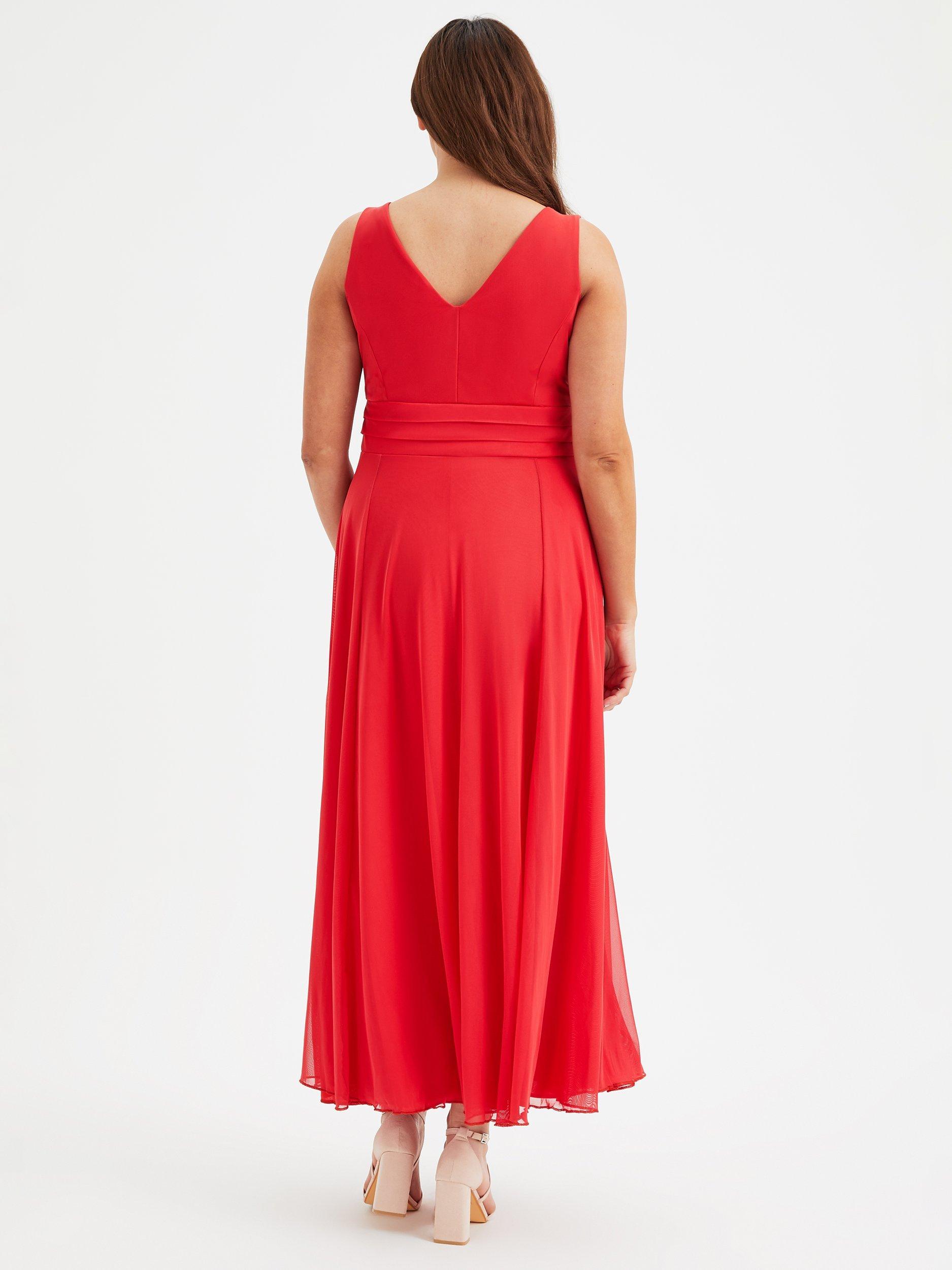 Product image 4 of 4, which shows Scarlett & Jo Nancy Marilyn Sleeveless Mesh Maxi Dress, Solid Scarlet Red, 12