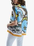 James Lakeland Scarf Pattern Pleasted Top, Multi