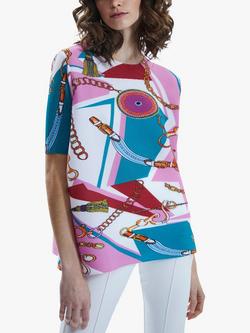 James Lakeland Scarf Print Horizontal Rib Top, Multi, Mutli