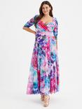 Scarlett & Jo Elizabeth Floral Wrap Neck Maxi Dress, Blue/Pink