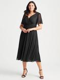 Scarlett & Jo Victoria Angel Sleeve Midi Dress, Black