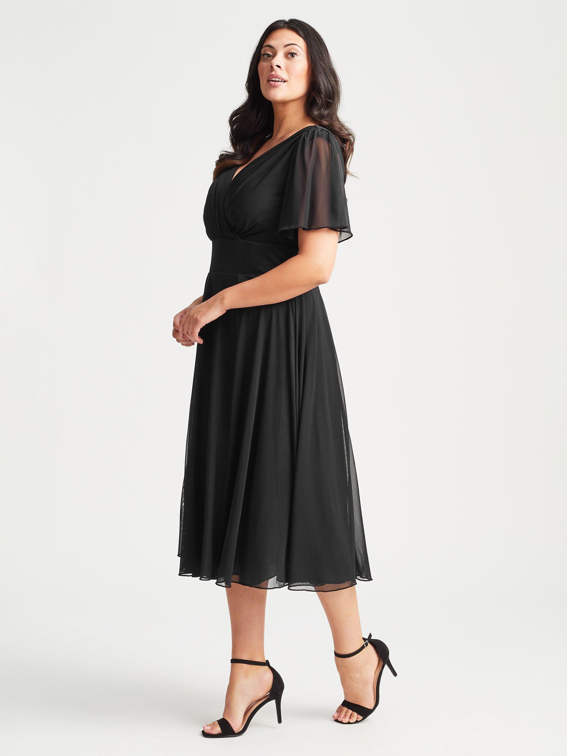Product image 3 of 4, which shows Scarlett & Jo Victoria Angel Sleeve Midi Dress, Black, 12