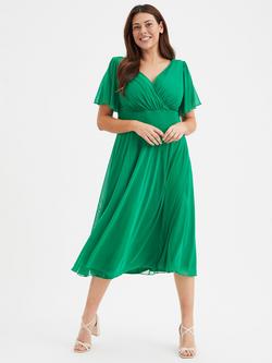 Scarlett & Jo Victoria Angel Sleeve Midi Dress, Green