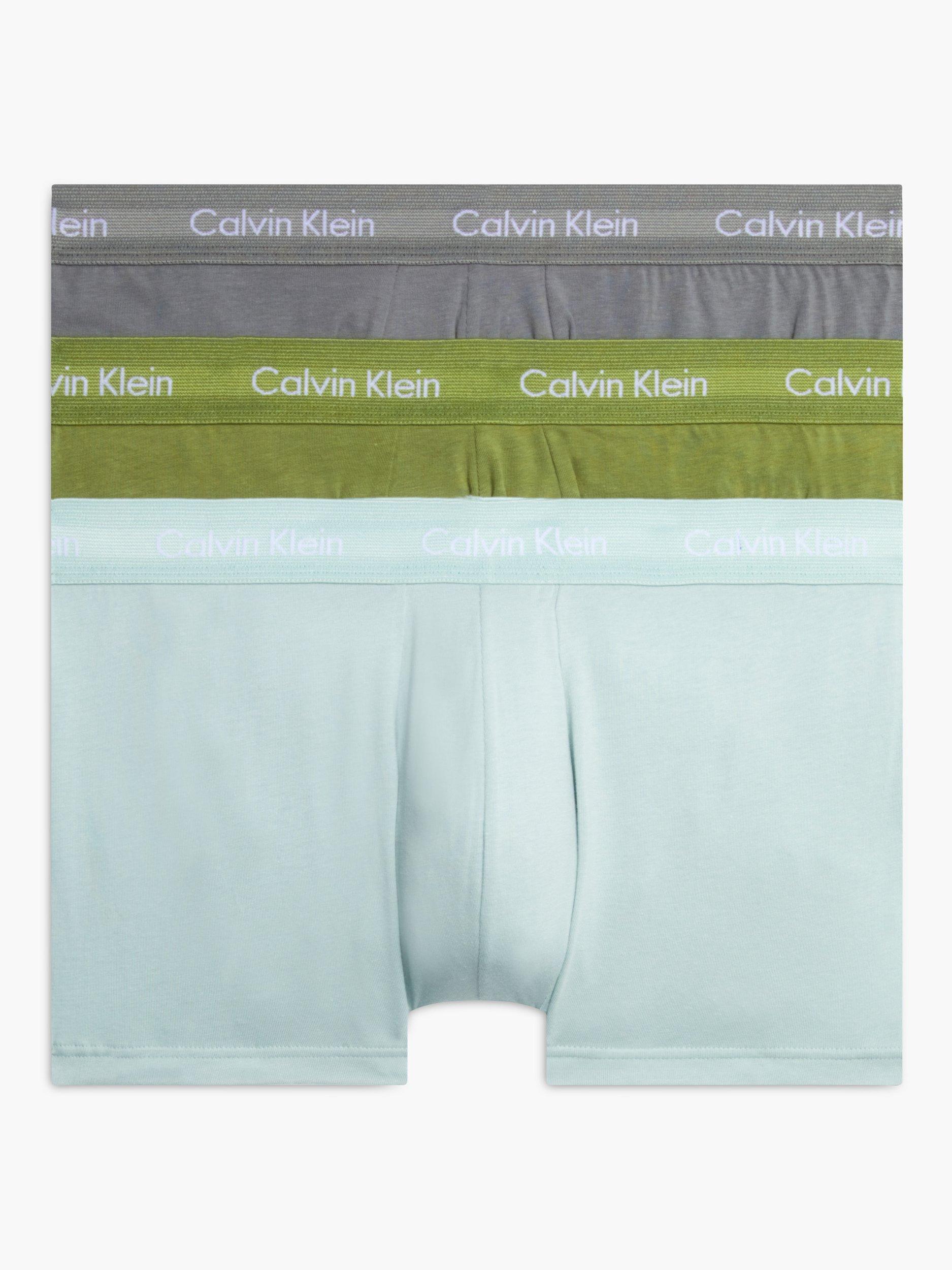 Calvin Klein Low Rise Cotton Stretch Trunks, Pack of 3, Olive/Charcoal/Grey