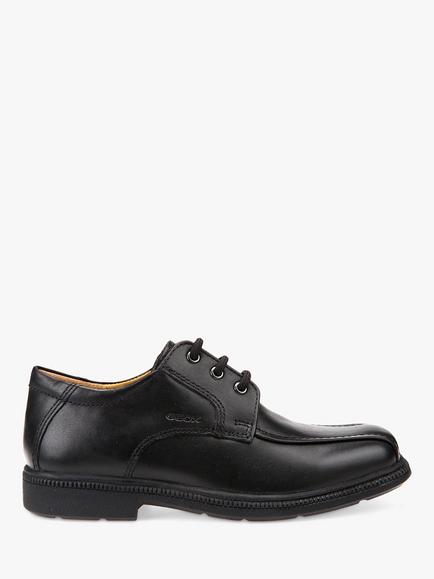 Geox Kids' J Federico Leather Lace Up School Shoes, Black, Black