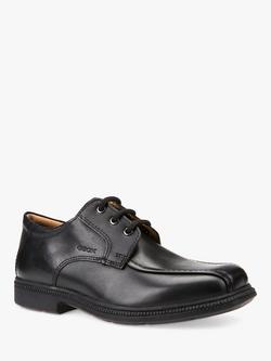 Geox Kids' J Federico Leather Lace Up School Shoes, Black - view 2, Black