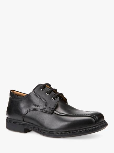 Geox Kids' J Federico Leather Lace Up School Shoes, Black - view 2, Black