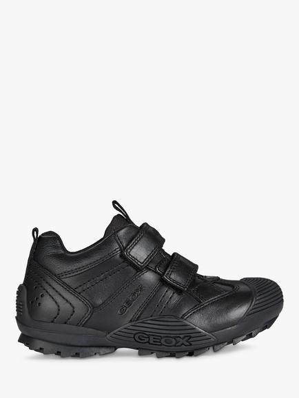 Geox Kids' Savage Leather Blend School Shoes, Black, Black