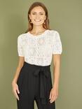 Yumi Crochet Knit Top, Ivory